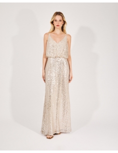 Silver sequin long dress