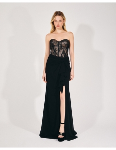 Strapless lace long dress